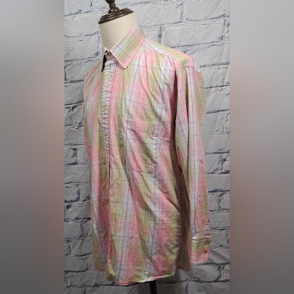 Burberry London Men's Button Down Shirt Check Vintage USA 90s Relaxed Fit Medium - Picture 16 of 16
